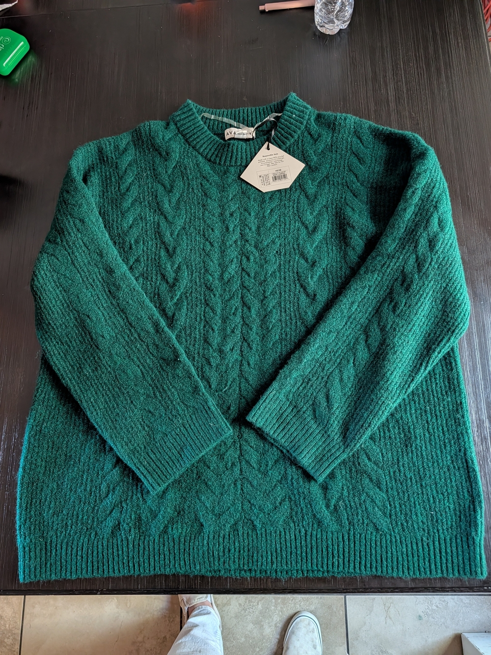 Target Dark Green Cable-Knit Crewneck Sweater